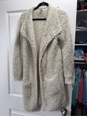 BB Dakota Cream Bouclé Open-Front Cardigan